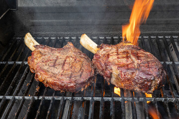 Tomahawk Steaks on the grill