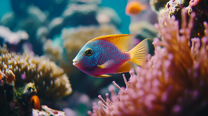 Canvas Print - fish, coral, underwater,