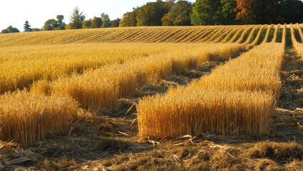 Wall Mural - Autumn harvest fields background