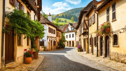 Wall Mural - Quiet village street background