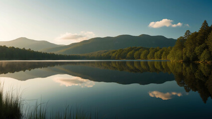 Wall Mural - Serene lake with reflections background