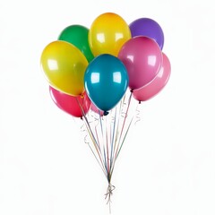 a bunch of colorful balloons are tied together