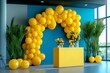 © Thanyarat - Balloon Round, Yellow, and Cluster shown in a bright, cheerful setting where a cluster of round yellow balloons is the focal point, bringing a burst of sunshine to the room