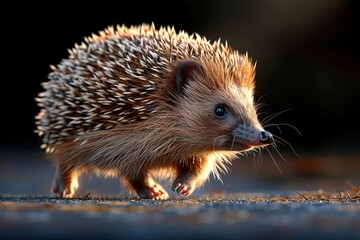 Wall Mural - Hedgehog Walking in Sunlight