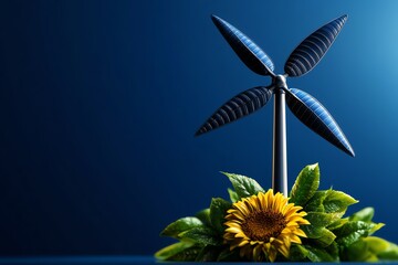 Poster - Energy Illustration Clean Energy, Blue, and Sustainability shown in a blue-themed design where various renewable energy sources are combined, highlighting the clean and sustainable aspects of