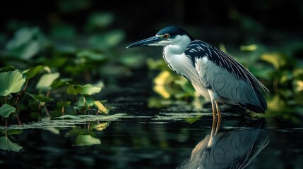 Wall Mural - Black-crowned Night Heron in the Wetlands