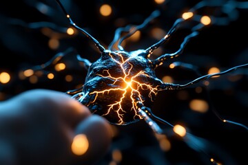 Aufkleber - Energy Illustration Electrical, Wires, and Connectivity depicted in a network of wires and circuits, all connected and alive with electricity, showing the flow and distribution of energy