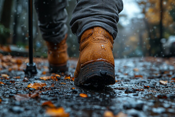 Canvas Print - A person using a cane to assist with walking due to mobility issues, reflecting the challenges of conditions like multiple sclerosis or severe arthritis.