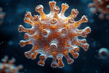 Aufkleber - A digital illustration of a virus particle with spikes, showing the structure and components of a typical coronavirus. Concept of viral anatomy and molecular biology.