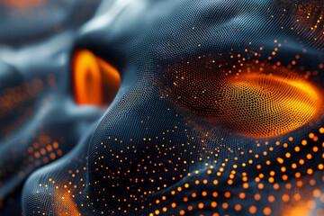 Canvas Print - A close-up of a respiratory mask filter showing particles captured from the air, illustrating the effectiveness of masks in blocking virus particles.