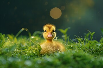 Canvas Print - Cute Duckling in the Grass