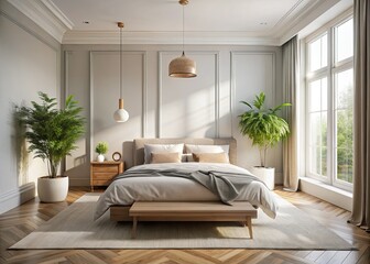 Soft Natural Light Minimalist Bedroom Scene