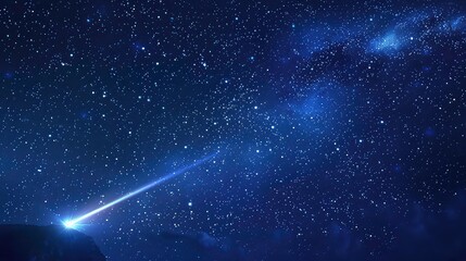 Wall Mural - a bright shooting star streaks across a night sky filled with stars and a galaxy.