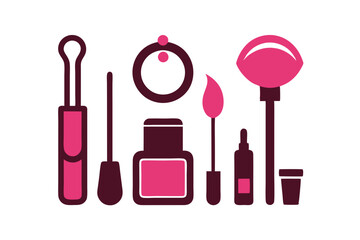 Wall Mural - Vector Illustration of Diverse Makeup Items- Logo Icons, Clipart, Line Art & Silhouette Designs