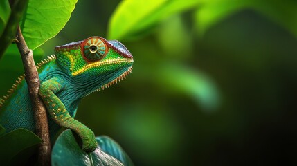 Sticker - Close-up of a Chameleon on a Branch