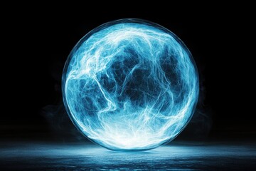 Wall Mural - a blue sphere with a white outline