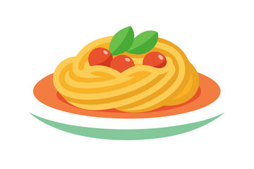 Classic Italian Pasta Vector Art- Clean and Simple Illustration on a Plate