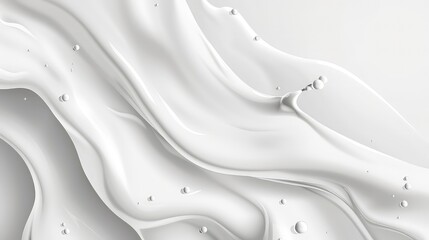 Wall Mural - abstract white liquid with bubbles flowing in waves.