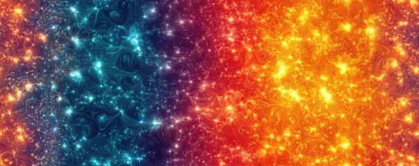 Sticker - Vibrant abstract background with sparkling particles in blue and orange hues, perfect for digital art, design projects, and creative visualizations.