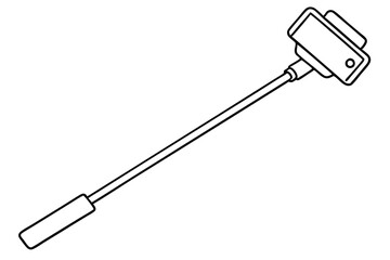 Sticker - Vector Art of Selfie Stick in Line Drawing Style- Perfect for Graphic Design