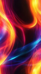 Wall Mural - Vibrant abstract neon light streaks swirl against a dark background, creating a dynamic and energetic visual effect.