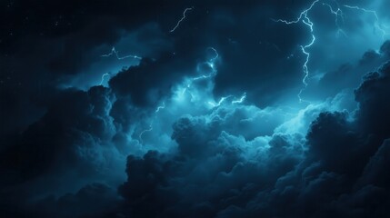 Wall Mural - a dark sky with a stormy atmosphere. the clouds are thick and heavy, and the lightning is striking t