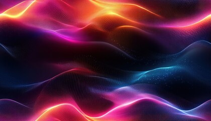 Sticker - Vibrant cybernetic wave patterns, blending purple, orange, and blue colors, evoking a futuristic, neon-digital art feel.