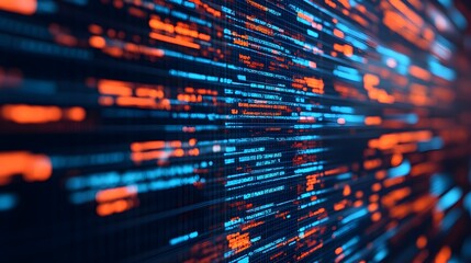 Abstract Digital Code - Blue and Orange Technology Background