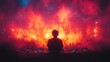 © furyon - vibrant nightclub scene with dj silhouette against backdrop of colorful light show and ecstatic crowd