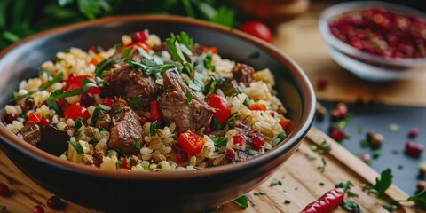 Poster - Lamb Meat and Vegetable Rice Pilaf