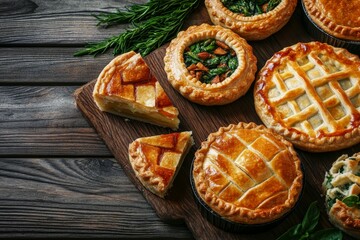 Wall Mural - Assorted savory pies with golden crusts