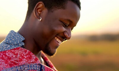 Canvas Print - Gambian Man Uploading Family Photos to Digital Album