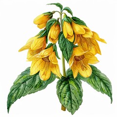 Wall Mural - Watercolor Yellow Archangel Isolated on White Background. Beautiful Archangel Flower