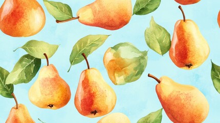 Seamless repetitive pattern background of fresh pear for fabric design