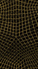 Poster - Black background with green and yellow matrix. Design. The lines are woven together highlighting squares made in computer graphics.