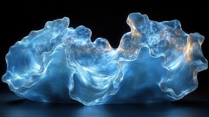 Wall Mural - ethereal holographic liquid sculpture celestial blue hues rippling 3d form ethereal luminescence fut
