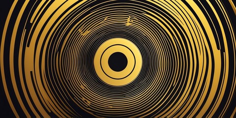 abstract vector concentric circles with yellow to gold gradient background