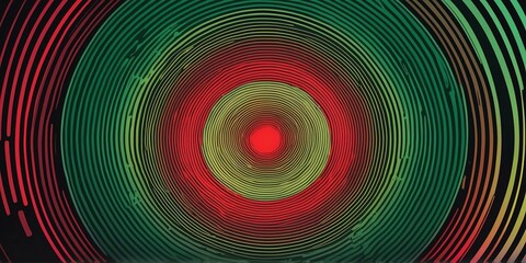 Wall Mural - abstract vector concentric circles with red to green gradient background