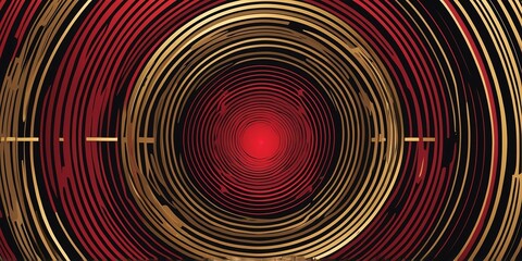 Wall Mural - abstract vector concentric circles with red to gold gradient background