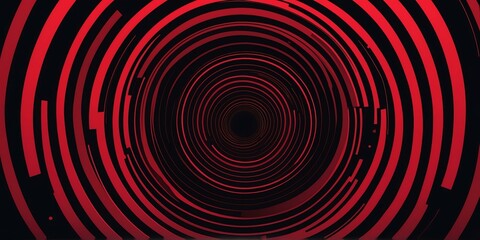 Wall Mural - abstract vector concentric circles with red to black gradient background