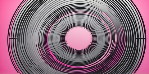 Wall Mural - abstract vector concentric circles with grey to pink gradient background