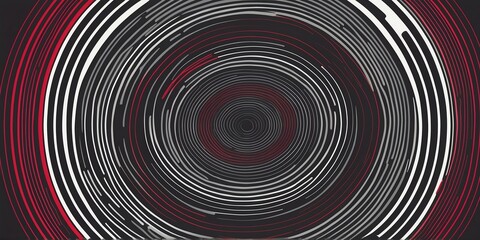Wall Mural - abstract vector concentric circles with grey to red gradient background