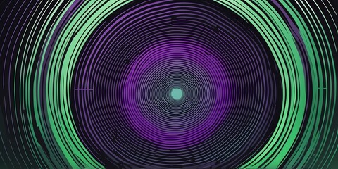 Wall Mural - abstract vector concentric circles with green to purple gradient background