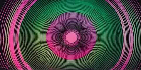 Wall Mural - abstract vector concentric circles with green to pink gradient background