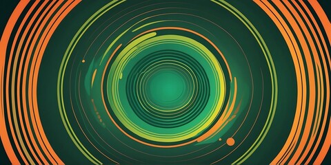 Wall Mural - abstract vector concentric circles with green to orange gradient background