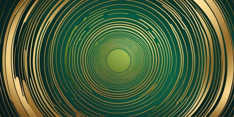 Wall Mural - abstract vector concentric circles with green to gold gradient background