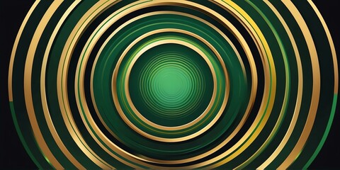 Wall Mural - abstract vector concentric circles with green to gold gradient background