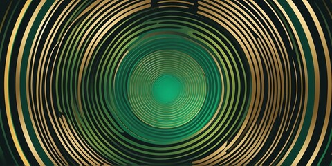 Wall Mural - abstract vector concentric circles with green to gold gradient background