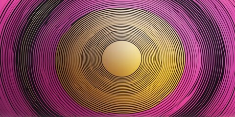 Wall Mural - abstract vector concentric circles with gold to pink gradient background