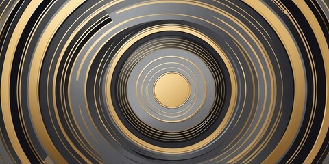 Wall Mural - abstract vector concentric circles with gold to grey gradient background